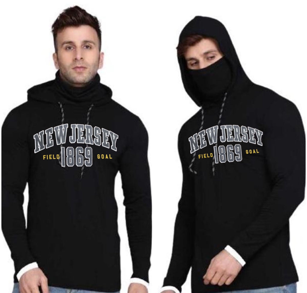 Men's Printed Mask Hoodie — Full Black