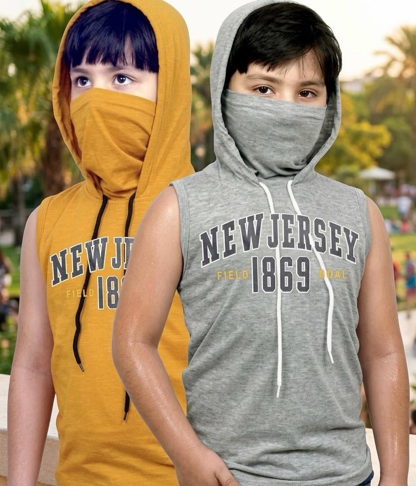 Kids Sleeveless Mask Hoodie with Cap — Style 6686
