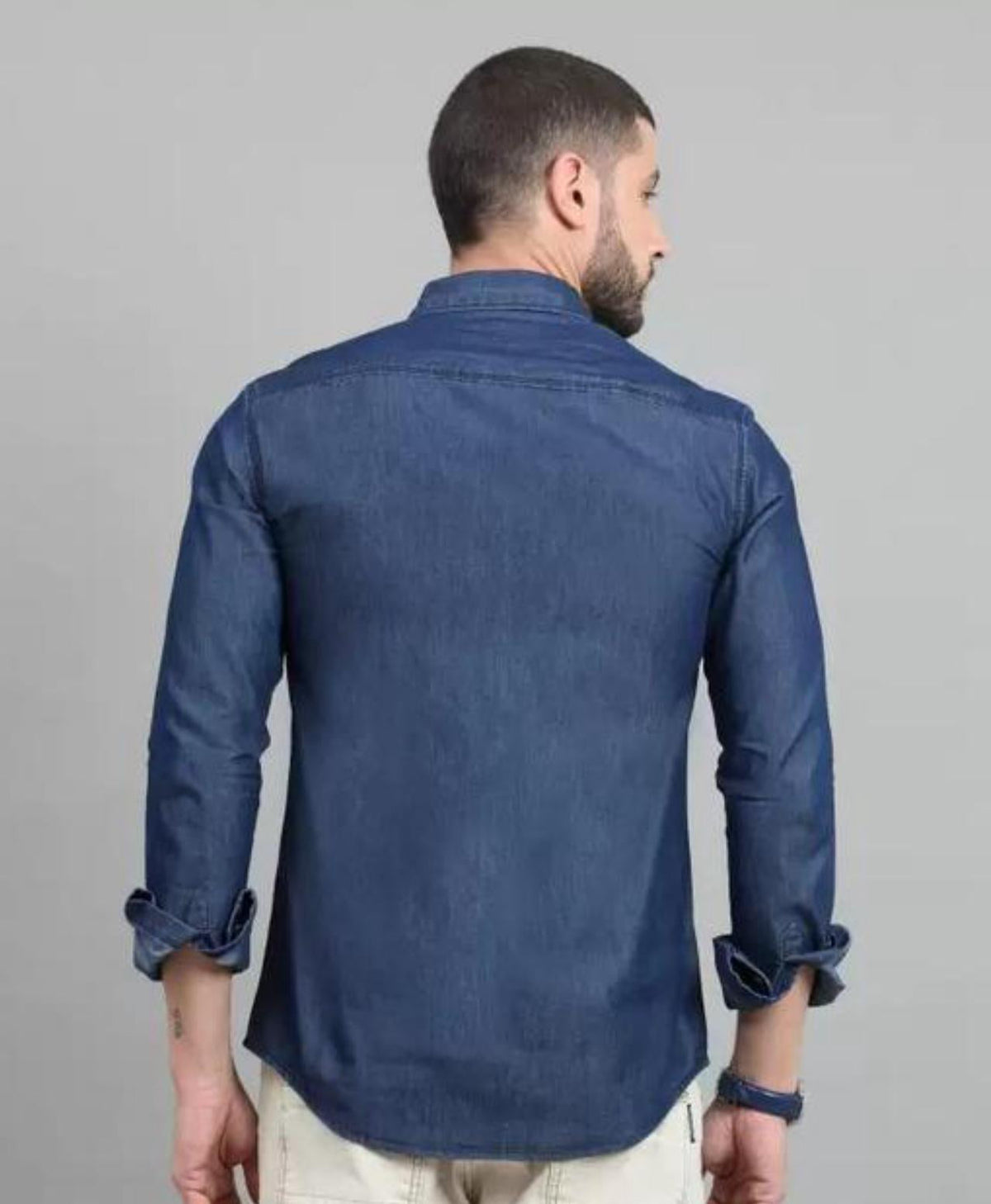 Men's Casual Denim Shirt — Dark Blue — image 2