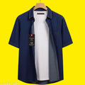 Men's Premium Denim Half Sleeve Shirt — Dark Blue