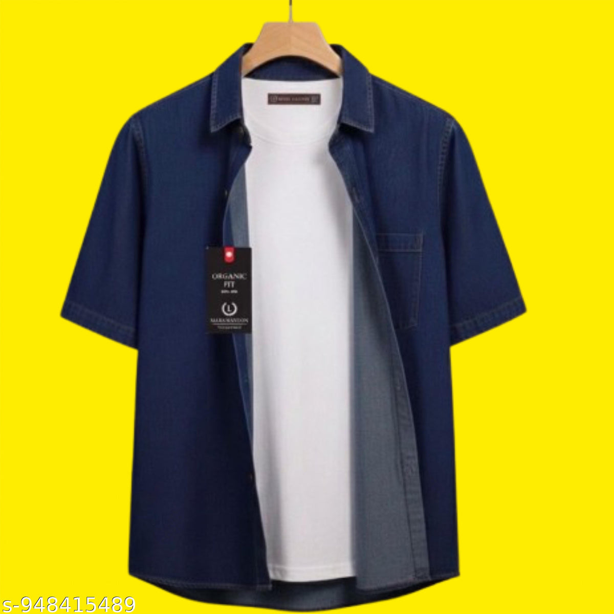 Men's Premium Denim Half Sleeve Shirt — Dark Blue