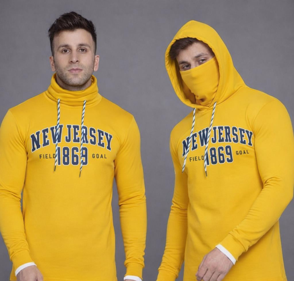 Cozy Men's Mask Hoodie — Yellow