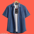 Men's Half Sleeve Denim Shirt — Light Blue, Regular Fit