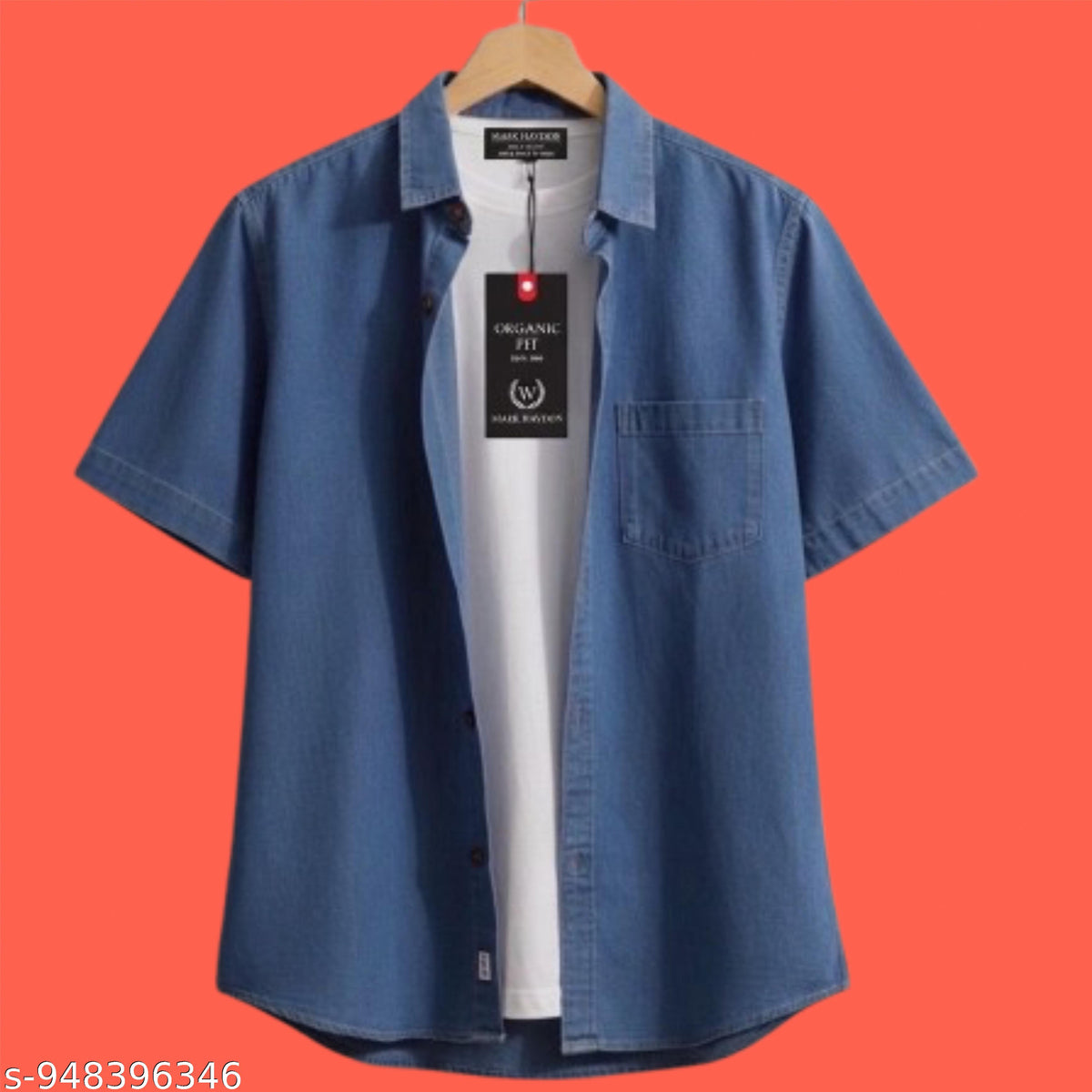 Men's Half Sleeve Denim Shirt — Light Blue, Regular Fit