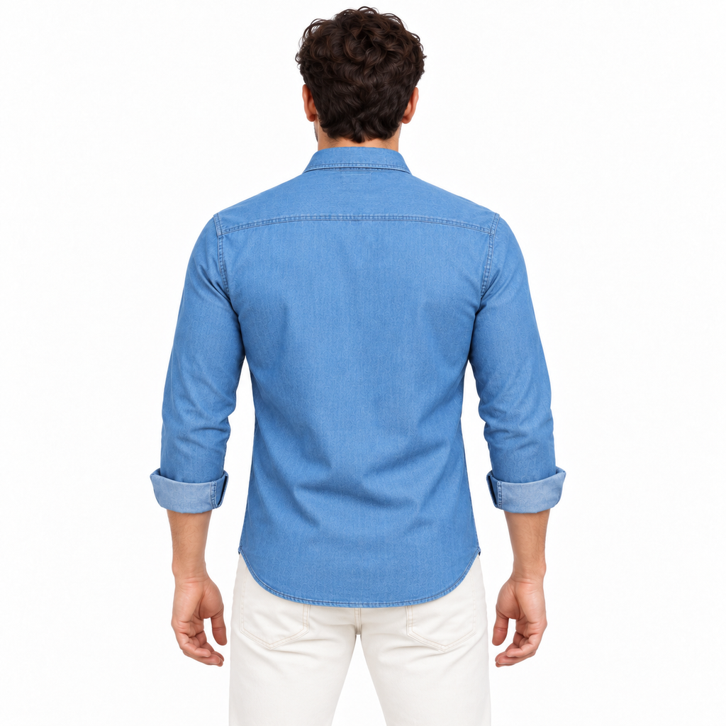 Mark Haydon men's denim shirt combo, light blue and dark blue full sleeve shirts — photo 3