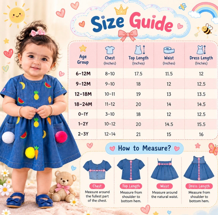 Mark Haydon Baby Girl Fruit Embroidered Denim Dress