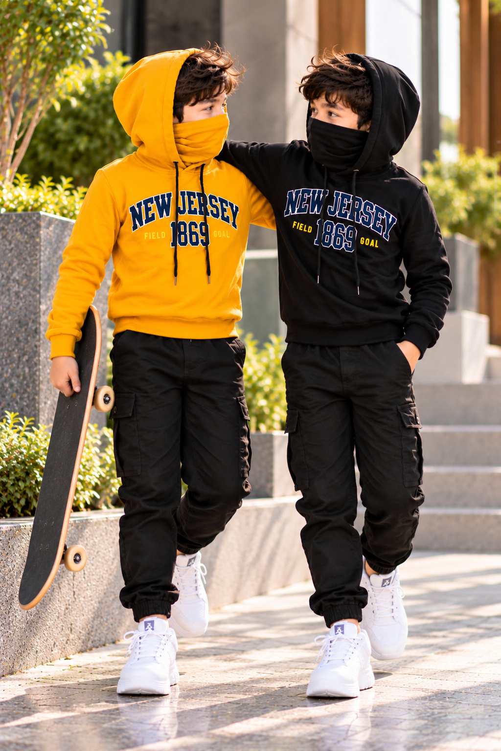 Kids Full Sleeve Mask Hood T-Shirt — Pack of 2