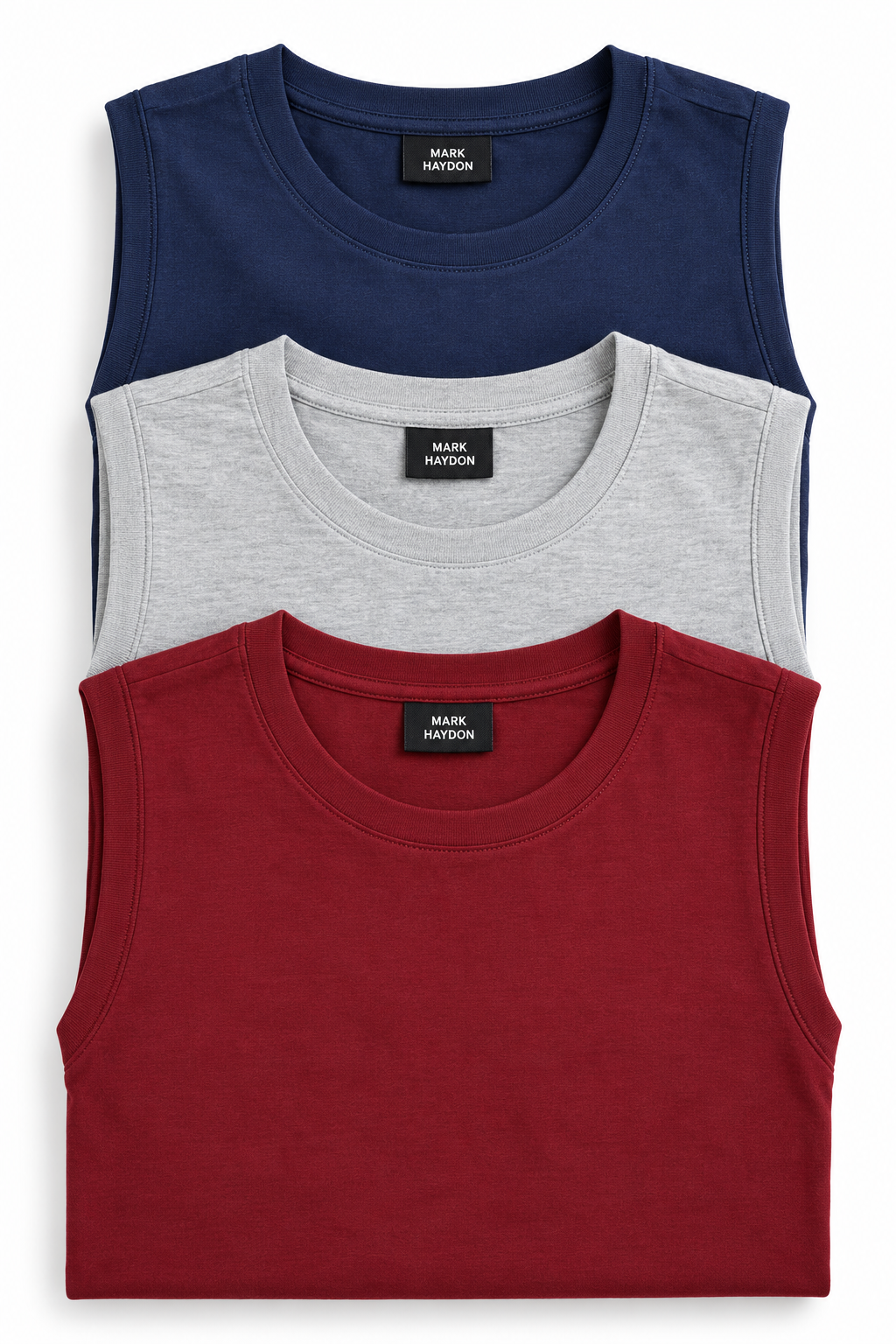 Men's Cotton Sando Vest — Pack of 3, Maroon, Grey & Blue