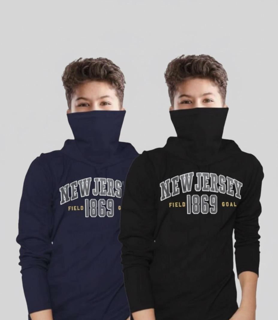 Kids Mask Hoodie Combo — Navy Blue & Black