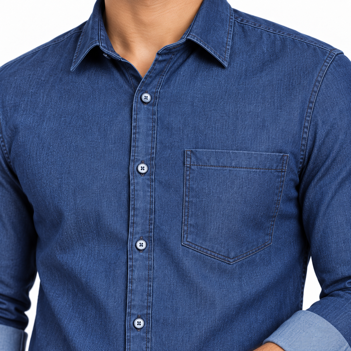 Mark Haydon men's denim shirt combo, light blue and dark blue full sleeve shirts — photo 8