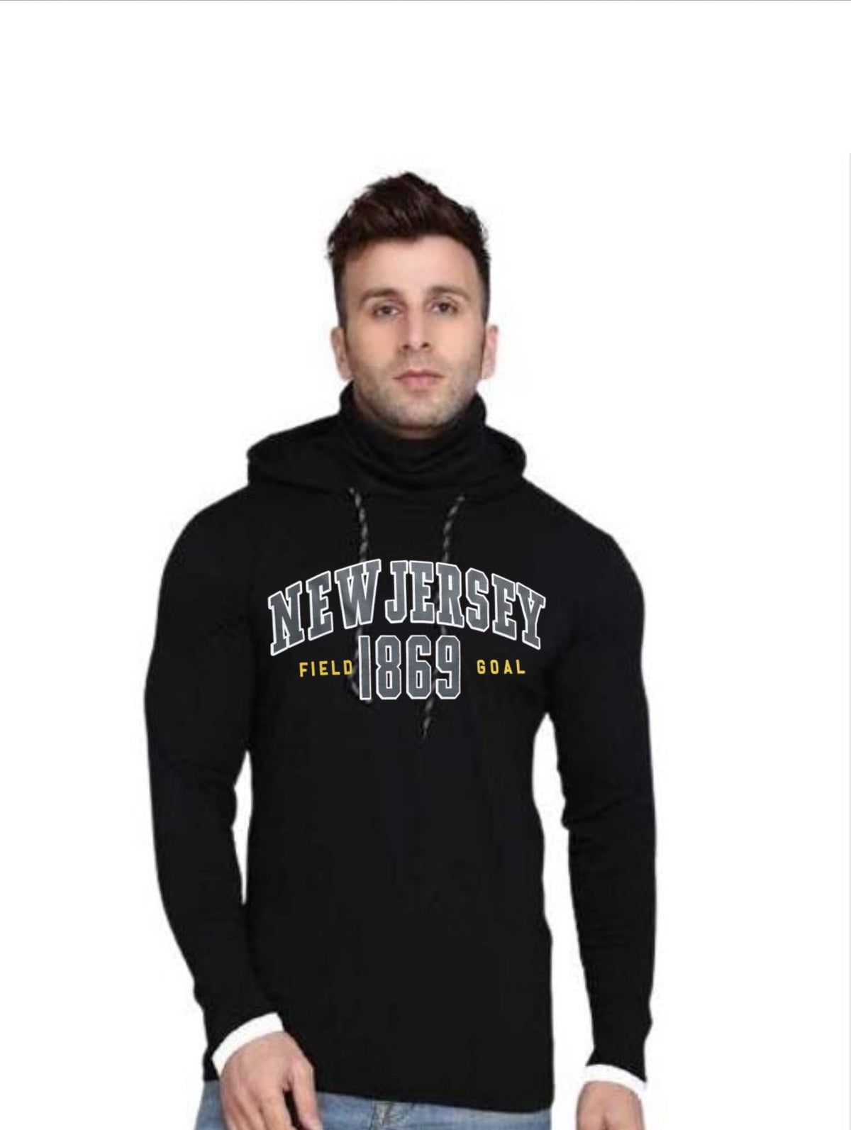 Men's Printed Mask Hoodie — Full Black — image 4