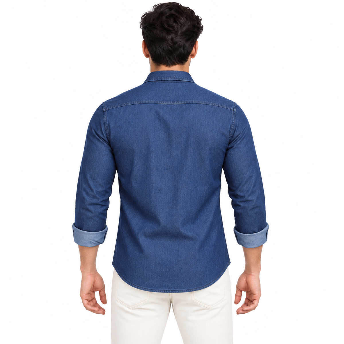 Mark Haydon men's denim shirt combo, light blue and dark blue full sleeve shirts — photo 7