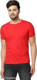 Men's Round Neck Half Sleeve T-Shirt — Red