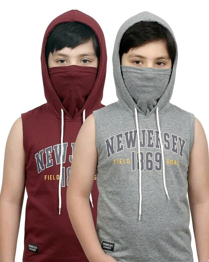 Kids Sleeveless Mask Hoodie with Cap — Style 8233