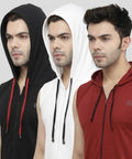 Men's Sleeveless Zipper Hoodie — Pack of 3, Gym Wear