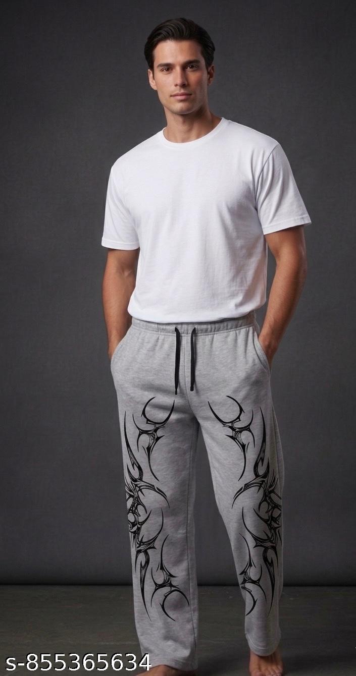 Men's Printed Flame Track Pants — Grey