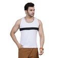 Men's Striped Sando Vest — White & Black Cotton Innerwear