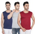 Men's Cotton Sando Vest — Pack of 3, Maroon, Grey & Blue