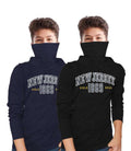 Kids T-Shirt with Built-in Mask — Navy & Black, Pack of 2