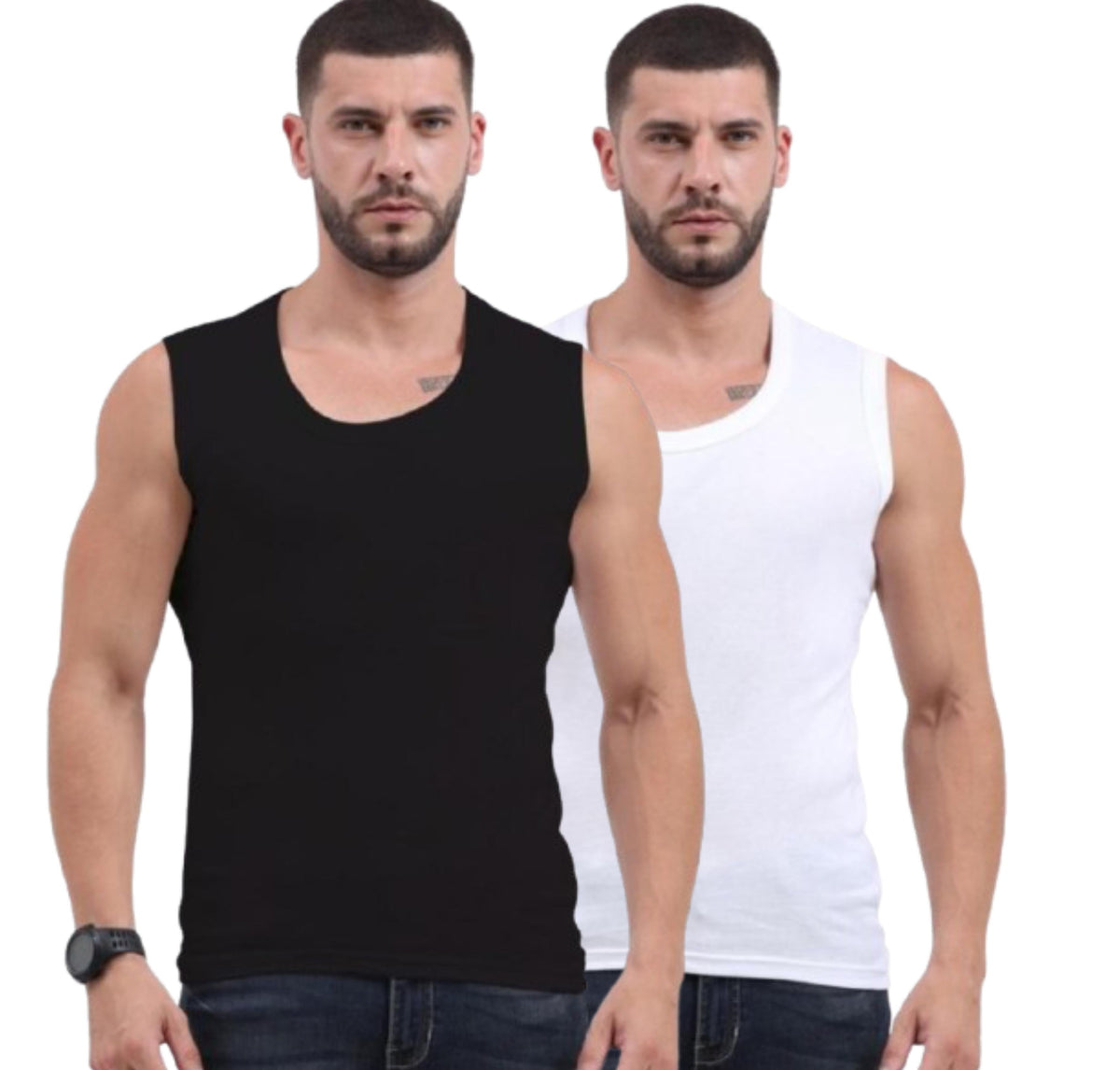 Men's Sando Vest Combo — Pack of 2, Black & White