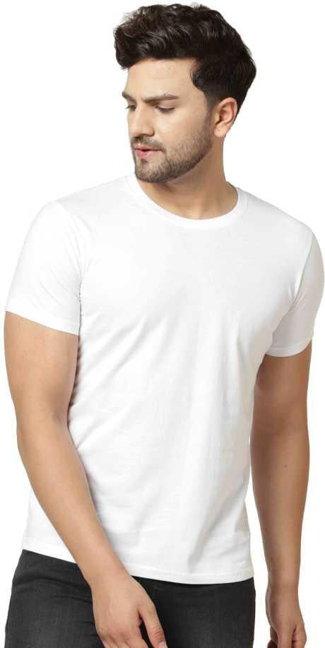 Men's Round Neck Half Sleeve T-Shirt — White — image 3
