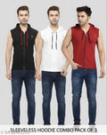 Men's Cotton Sleeveless Casual Hoodie — Pack of 3