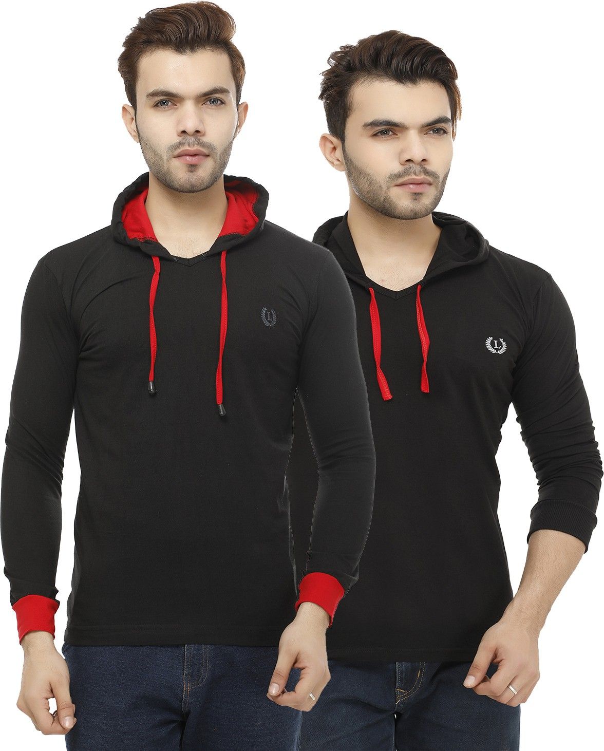 Mark Haydon Solid Men Hooded Neck T-Shirt Combo