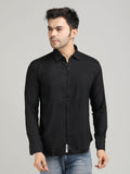 Mark Haydon Men's Solid Black Casual Shirt — Full Sleeve, Style 221