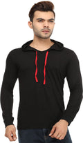 Mark Haydon Solid Men Hooded Neck Black T-Shirt (WB-04)