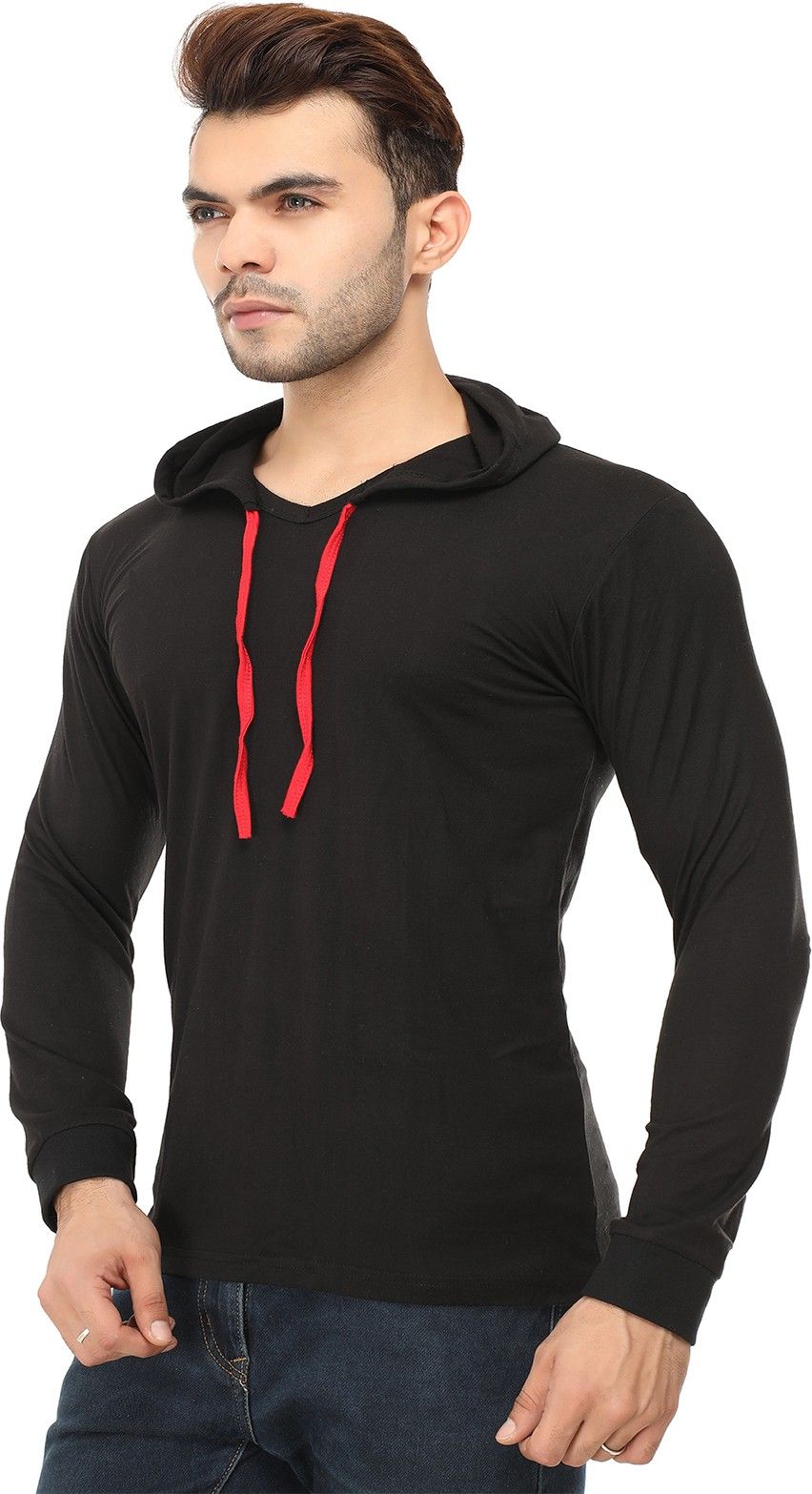 Mark Haydon Solid Men Hooded Neck Black T-Shirt (WB-04) — image 2