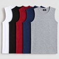 Five MARK HAYDON sandos in white, black, maroon, navy blue and grey with branding visible on the front grey sando