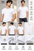 Mark Haydon Men's Round Neck Half Sleeve T-Shirt White - model views and product details