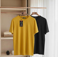 Men's Cotton Round Neck T-Shirt — Pack of 2, Yellow & Black