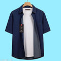 Men's Urban Half Sleeve Denim Shirt — Mid Blue