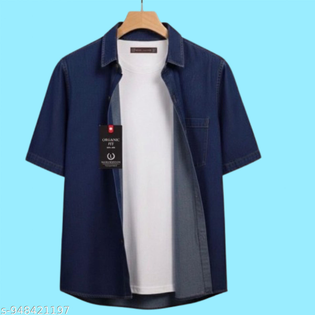 Men's Urban Half Sleeve Denim Shirt — Mid Blue