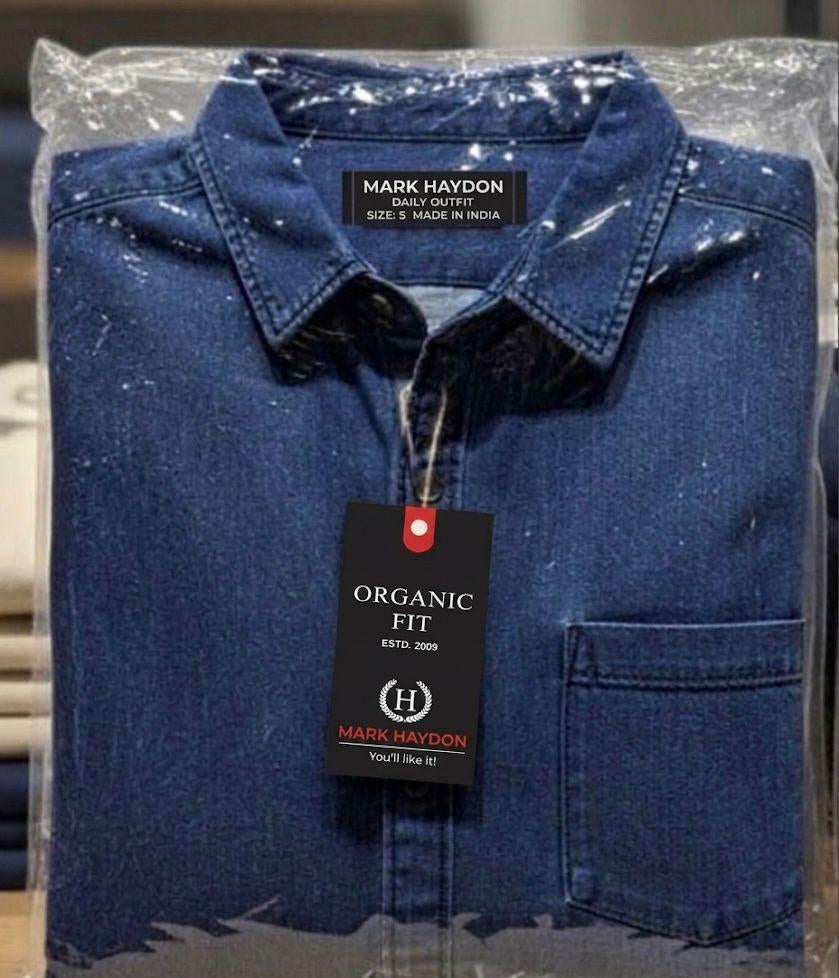 Men's Casual Denim Shirt — Dark Blue — image 2