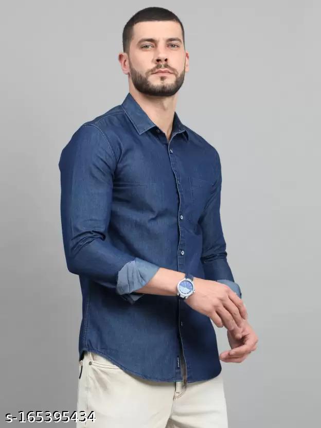 Men's Denim Shirts Dark Blue — image 3