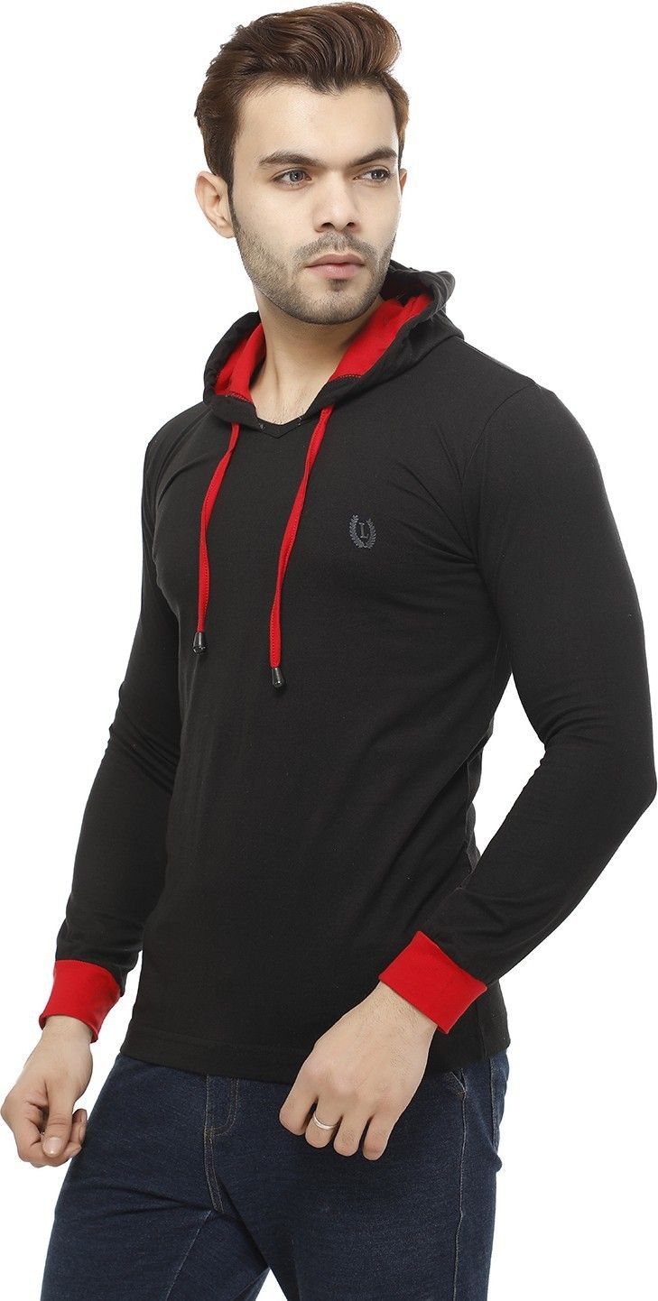 Mark Haydon Solid Men Hooded Neck Black T-Shirt (Style 18) — image 2