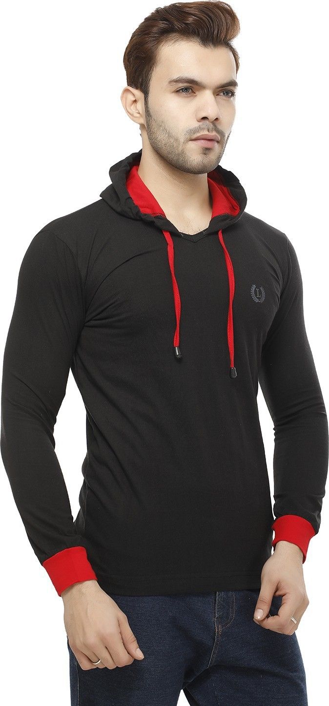 Mark Haydon Solid Men Hooded Neck Black T-Shirt (Style 18) — image 3