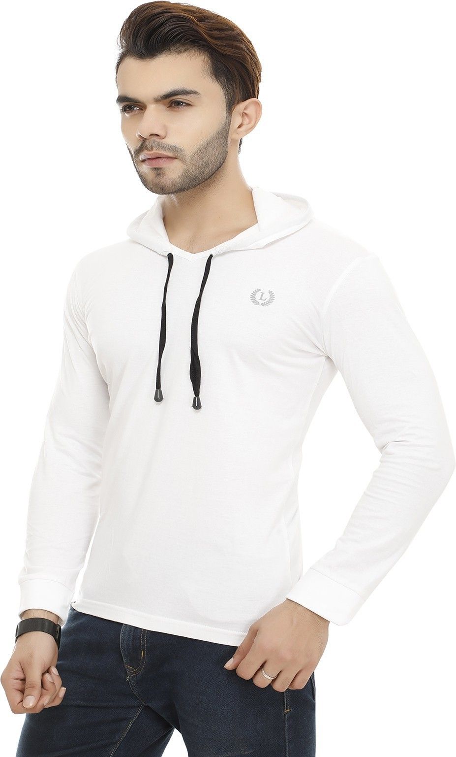 Mark Haydon Solid Men Hooded Neck White T-Shirt — image 3