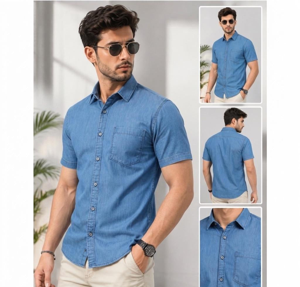 Men's Regular Fit Denim Shirt — Light Blue Wash