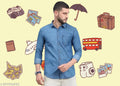 Men's Denim Overshirt — Light Blue, Korean Style