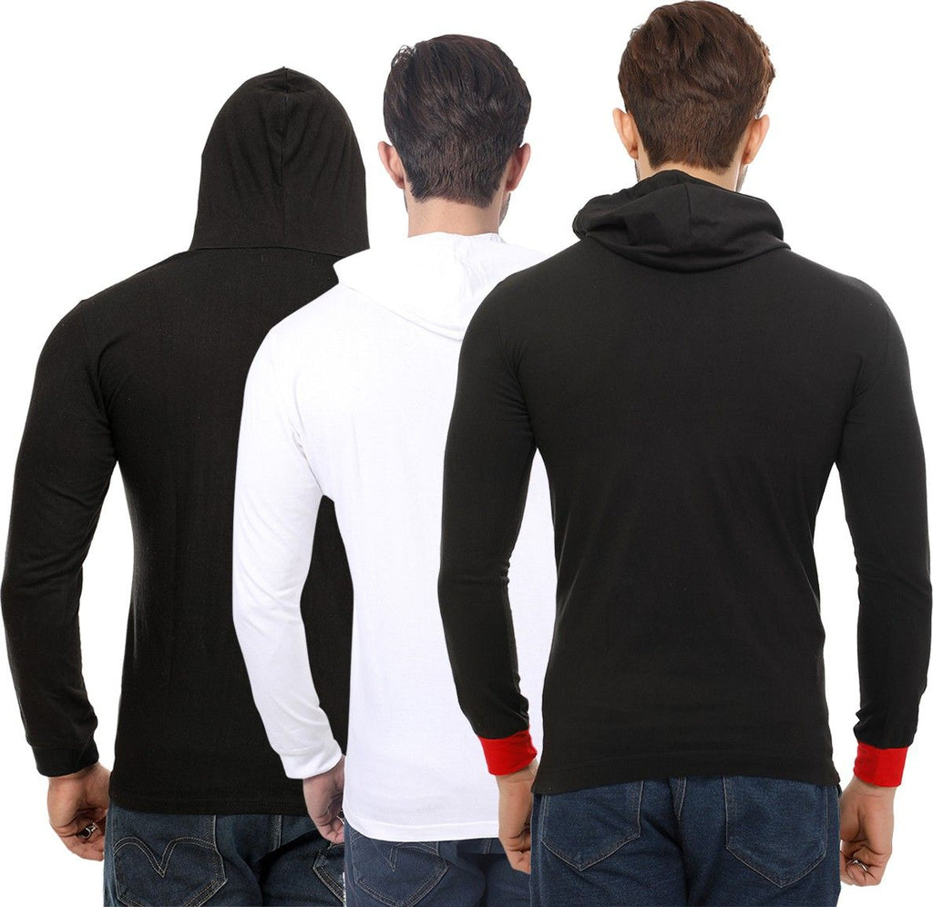 Mark Haydon Solid Men Hooded Neck White/Black T-Shirt (Combo 03) — image 2