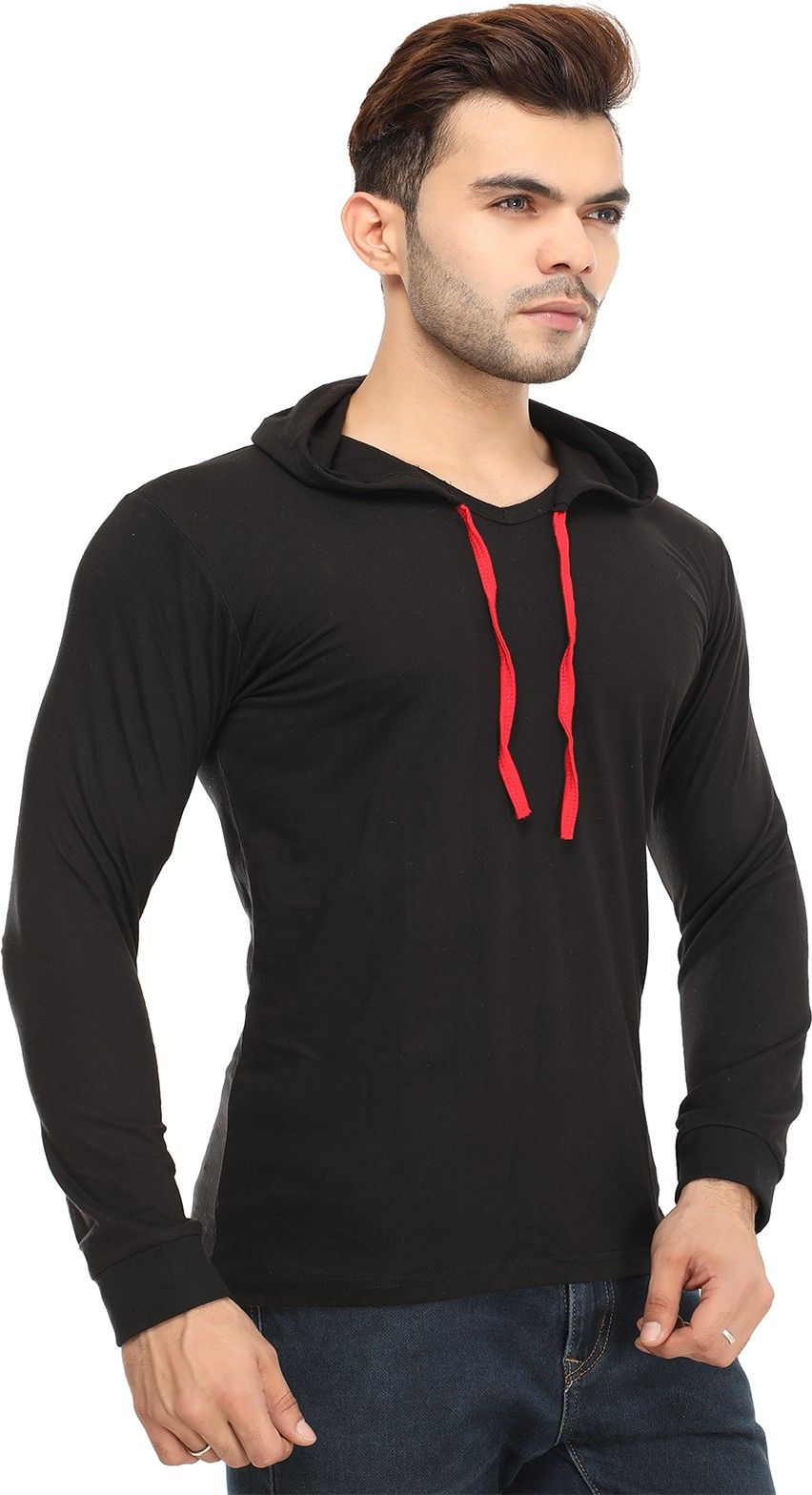Mark Haydon Solid Men Hooded Neck Black T-Shirt (WB-04) — image 3