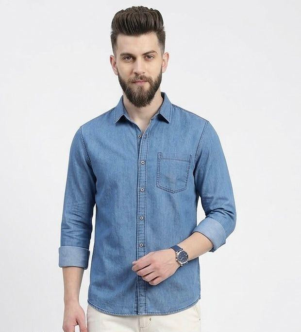 Men's Casual Denim Shirt — Light Blue