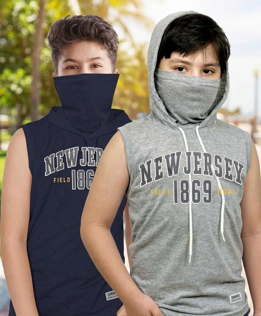 Kids Sleeveless Mask Hoodie with Cap — Style 7561